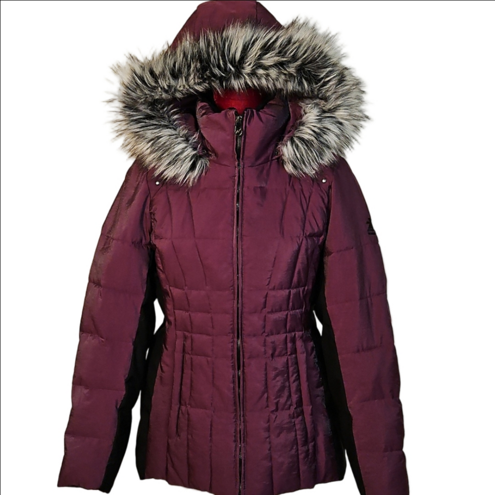Quilted Winter Jacket with Faux Fur Trim Size Small